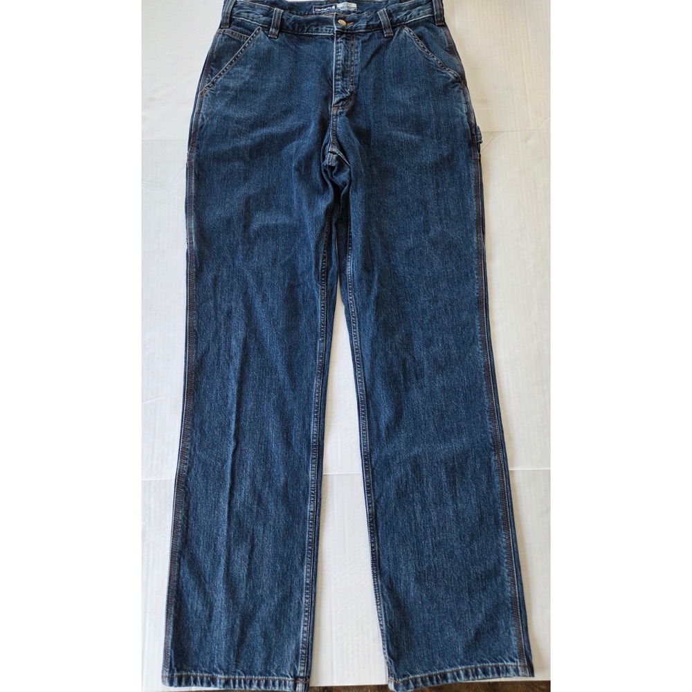 Carhartt Carpenter Jeans Mens 33x34 Blue Loose Fit Denim Utility Work Pants